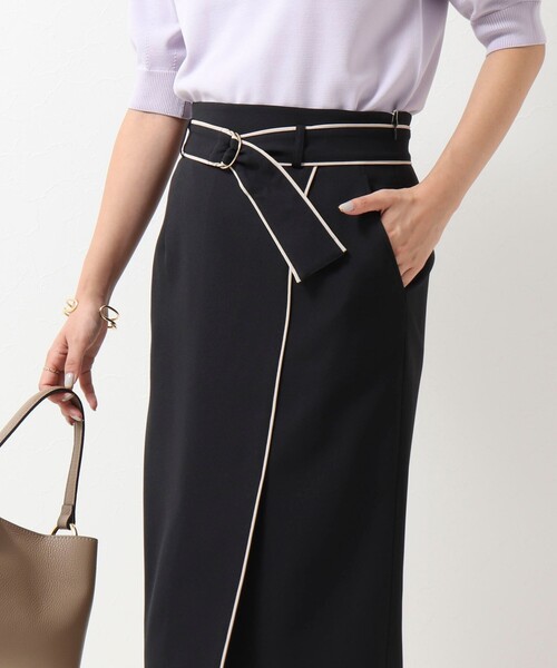 NOLLEY’S Sophi(ノーリーズソフィ)の「バイカラーラップタイトスカート(スカート・レディース・ブラック/ベージュ/グレイッシュブルー/サーモンピンク・38/36/34/40)」の2枚目の写真