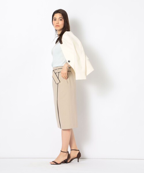 NOLLEY’S Sophi(ノーリーズソフィ)の「バイカラーラップタイトスカート(スカート・レディース・ブラック/ベージュ/グレイッシュブルー/サーモンピンク・38/36/34/40)」の5枚目の写真