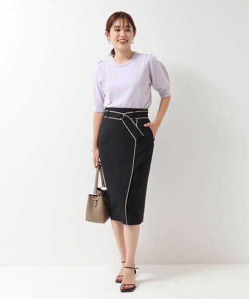 NOLLEY’S Sophi(ノーリーズソフィ)の「バイカラーラップタイトスカート(スカート・レディース・ブラック/ベージュ/グレイッシュブルー/サーモンピンク・38/36/34/40)」の7枚目の写真