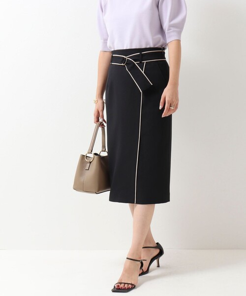 NOLLEY’S Sophi(ノーリーズソフィ)の「バイカラーラップタイトスカート(スカート・レディース・ブラック/ベージュ/グレイッシュブルー/サーモンピンク・38/36/34/40)」の9枚目の写真