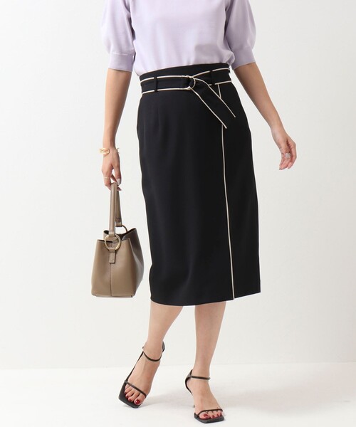 NOLLEY’S Sophi(ノーリーズソフィ)の「バイカラーラップタイトスカート(スカート・レディース・ブラック/ベージュ/グレイッシュブルー/サーモンピンク・38/36/34/40)」の10枚目の写真