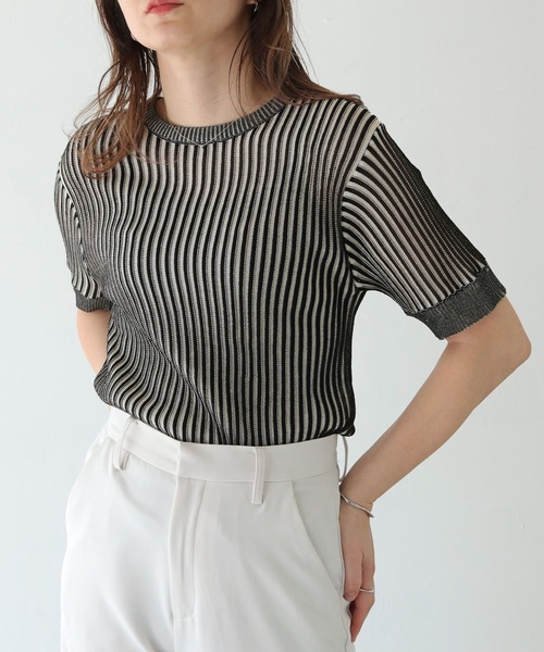 【Vingtrois】バイカラーストライプニット（ニット/セーター）｜vingtrois（バントロア）