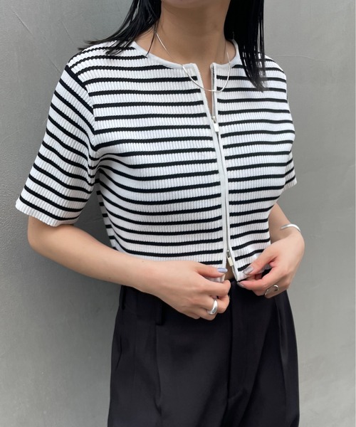 mline（エムライン）の「[mline]半袖Wジップニット（ニット/セーター・レディース・イエロー/ブルー/ブラック系その他/アイボリー/ブラック・FREE）」の17枚目の写真