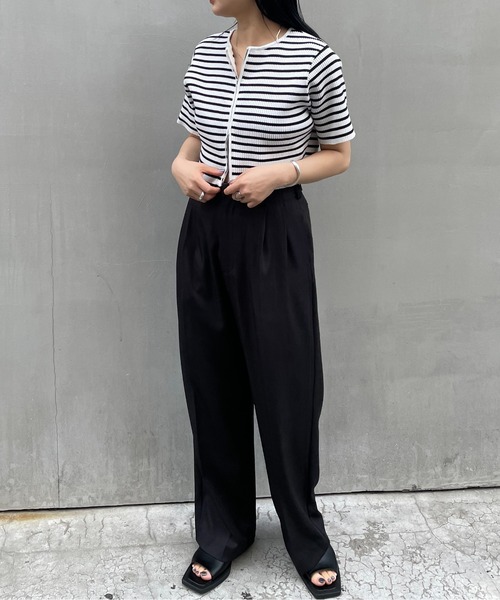 mline（エムライン）の「[mline]半袖Wジップニット（ニット/セーター・レディース・イエロー/ブルー/ブラック系その他/アイボリー/ブラック・FREE）」の20枚目の写真