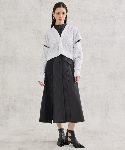 UNITED TOKYO（ユナイテッドトウキョウ）の「シンシアジャガードショートニットカーディガン（カーディガン/ボレロ・レディース・ホワイト/ブラック/インディゴブルー・FREE）」の12枚目の写真