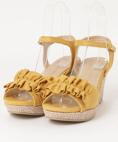 LibertyDoll(リバティードール)の「LibertyDoll/フリル 8.5cmウエッジヒール アンクルストラップサンダル 厚底(4014)(サンダル・レディース・マスタード/ベージュ/ブラック/グレー・L/LL/M/S)」の4枚目の写真