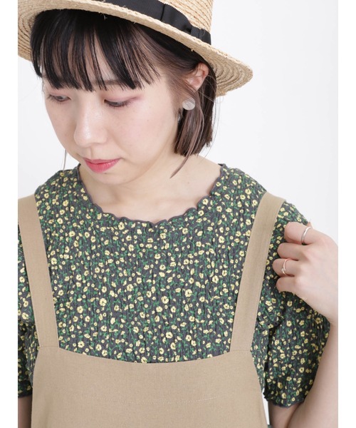 Samansa Mos2（サマンサ モスモス）の「花柄シャーリング半袖カットソー（Tシャツ/カットソー・レディース・レッド/パープル/ミント/チャコール・ﾌﾘ-）」の2枚目の写真