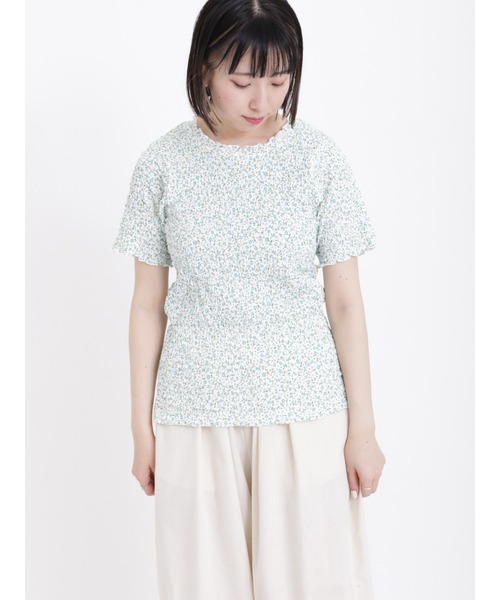 Samansa Mos2（サマンサ モスモス）の「花柄シャーリング半袖カットソー（Tシャツ/カットソー・レディース・レッド/パープル/ミント/チャコール・ﾌﾘ-）」の19枚目の写真