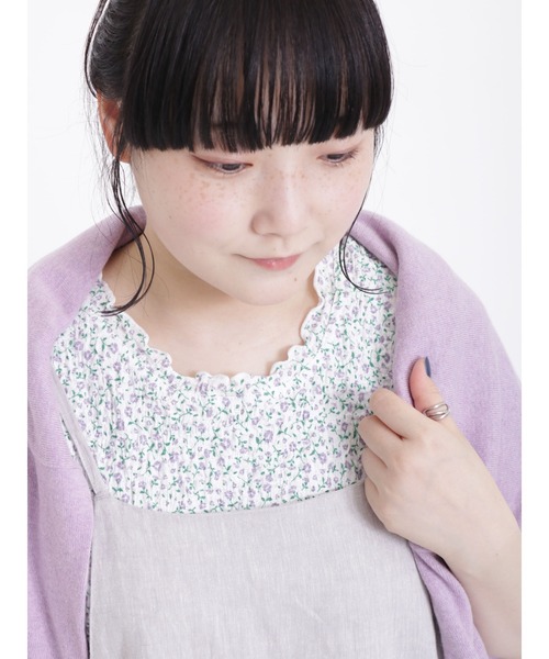 Samansa Mos2（サマンサ モスモス）の「花柄シャーリング半袖カットソー（Tシャツ/カットソー・レディース・レッド/パープル/ミント/チャコール・ﾌﾘ-）」の6枚目の写真