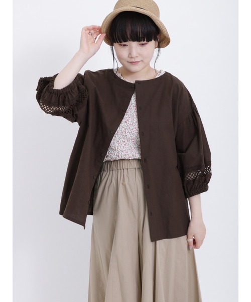 Samansa Mos2（サマンサ モスモス）の「花柄シャーリング半袖カットソー（Tシャツ/カットソー・レディース・レッド/パープル/ミント/チャコール・ﾌﾘ-）」の9枚目の写真