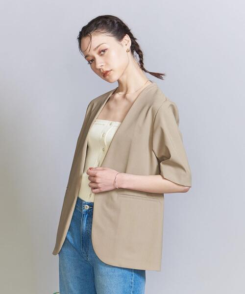 美品 B&Y ポリエステルブレンド ハーフスリーブ ジャケット M