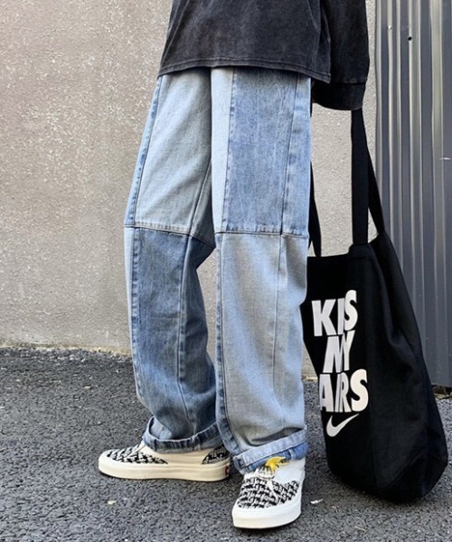 B.R.U(ブル)の「ダブルカラールーズデニムパンツ(デニムパンツ・レディース・ブルー/ブラック・M/L)」の4枚目の写真