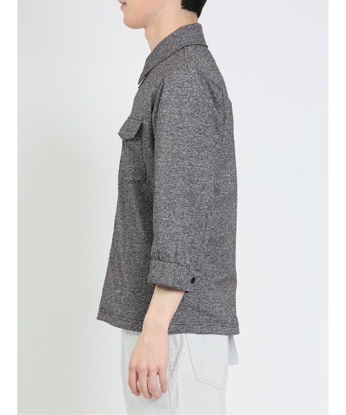 m.f.editorial（エムエフエディトリアル）の「m.f.エディトリアル メンズ 梨地 7分袖フルジップアウター（カーディガン/ボレロ・メンズ・グレー系その他2・MEDIUM/LARGE/X-LARGE）」の6枚目の写真