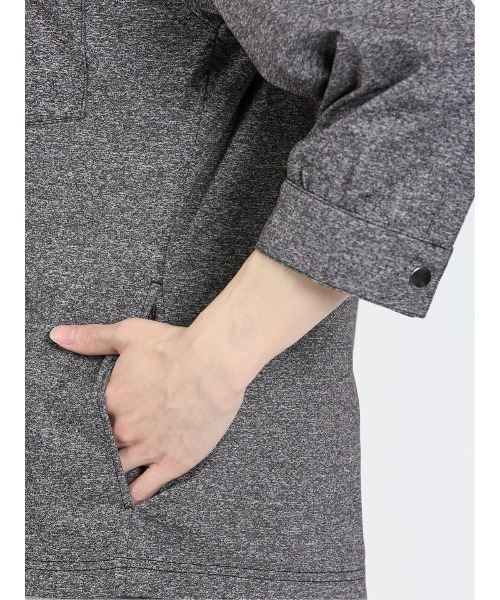 m.f.editorial（エムエフエディトリアル）の「m.f.エディトリアル メンズ 梨地 7分袖フルジップアウター（カーディガン/ボレロ・メンズ・グレー系その他2・MEDIUM/LARGE/X-LARGE）」の9枚目の写真