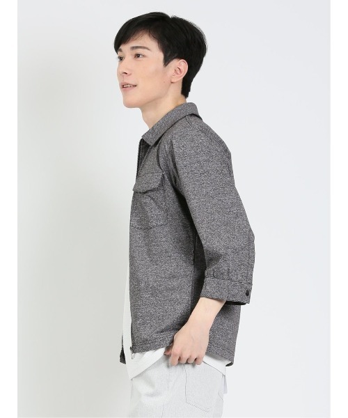 m.f.editorial（エムエフエディトリアル）の「m.f.エディトリアル メンズ 梨地 7分袖フルジップアウター（カーディガン/ボレロ・メンズ・グレー系その他2・MEDIUM/LARGE/X-LARGE）」の10枚目の写真