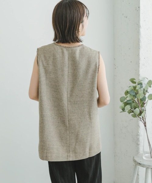 ITEMS URBANRESEARCH（アイテムズ アーバンリサーチ）の「サマーツイードVネックベスト（ベスト・レディース・ベージュ/ミント・FREE）」の11枚目の写真