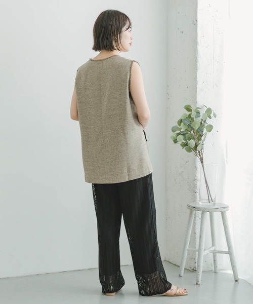 ITEMS URBANRESEARCH（アイテムズ アーバンリサーチ）の「サマーツイードVネックベスト（ベスト・レディース・ベージュ/ミント・FREE）」の14枚目の写真