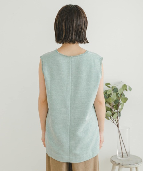 ITEMS URBANRESEARCH（アイテムズ アーバンリサーチ）の「サマーツイードVネックベスト（ベスト・レディース・ベージュ/ミント・FREE）」の17枚目の写真