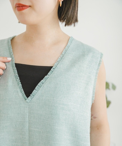 ITEMS URBANRESEARCH（アイテムズ アーバンリサーチ）の「サマーツイードVネックベスト（ベスト・レディース・ベージュ/ミント・FREE）」の18枚目の写真