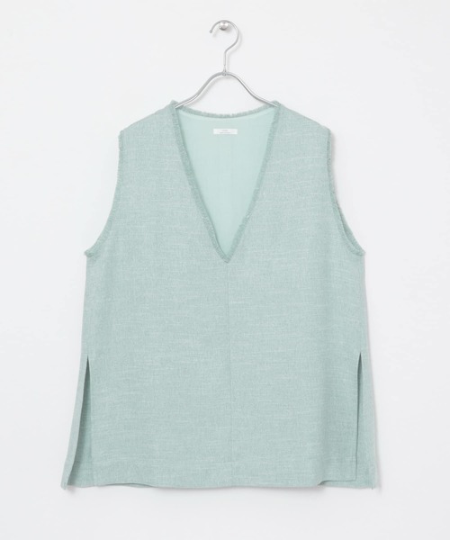 ITEMS URBANRESEARCH（アイテムズ アーバンリサーチ）の「サマーツイードVネックベスト（ベスト・レディース・ベージュ/ミント・FREE）」の20枚目の写真