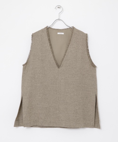 ITEMS URBANRESEARCH（アイテムズ アーバンリサーチ）の「サマーツイードVネックベスト（ベスト・レディース・ベージュ/ミント・FREE）」の21枚目の写真