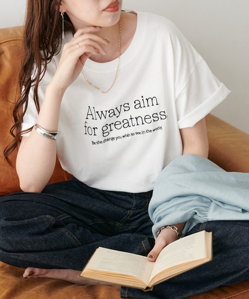 DISCOAT(ディスコート)の「【WEB限定】Always刺繍ロゴTシャツ(Tシャツ/カットソー・レディース・チャコールグレー/ベージュ/ホワイト/サックスブルー/オレンジ/グレー/ホワイト系その他・FREE)」の2枚目の写真