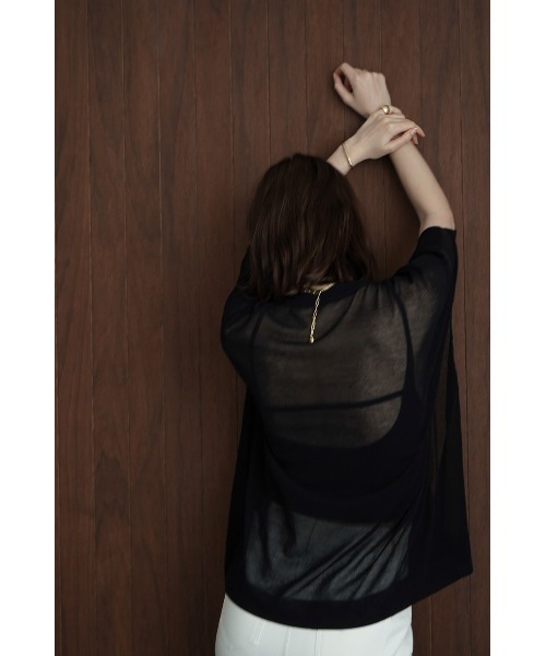 【CLANE/クラネ】SHEER SQUARE KNIT TEE：シアーニット CLANE - シアー スクエア ニット トップス - SHEER SQUARE KNIT TOPS