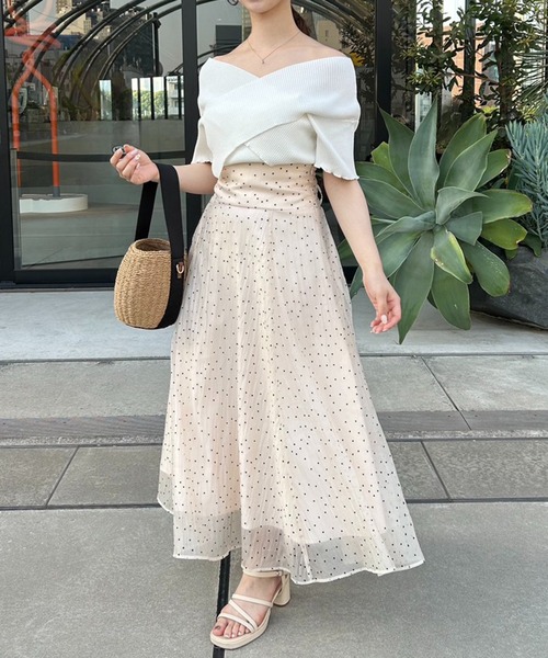one after another NICE CLAUP(ワンアフターアナザーナイスクラップ)の「カシュクールメローニット(ニット/セーター・レディース・ベージュ/ブラック×ホワイト/ピンク/オフホワイト・FREE)」の8枚目の写真