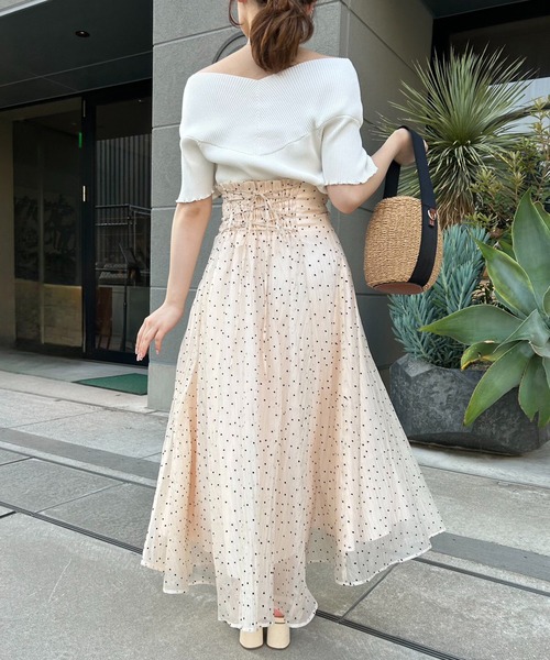 one after another NICE CLAUP(ワンアフターアナザーナイスクラップ)の「カシュクールメローニット(ニット/セーター・レディース・ベージュ/ブラック×ホワイト/ピンク/オフホワイト・FREE)」の9枚目の写真