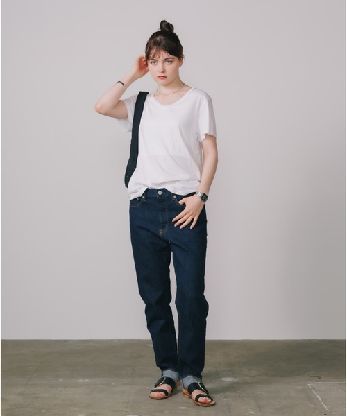 CAL.Berries(カルベリーズ)の「CAL.Berries/カルベリーズ BERRY EASY V NECK 無地 シンプル VネックTシャツ(Tシャツ/カットソー・レディース・ヘザーグレー/ホワイト/ブラック・S/M)」の12枚目の写真