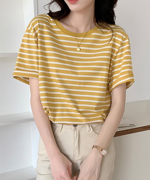 Girly Doll(ガーリードール)の「ボーダーTシャツ(Tシャツ/カットソー・レディース・グリーン/ブルー/イエロー/ネイビー/レッド・M/L)」の13枚目の写真