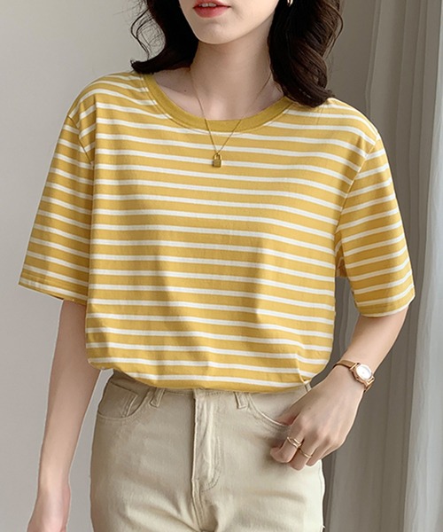 Girly Doll(ガーリードール)の「ボーダーTシャツ(Tシャツ/カットソー・レディース・グリーン/ブルー/イエロー/ネイビー/レッド・M/L)」の22枚目の写真