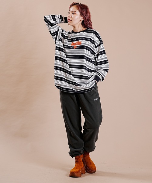 ROXY（ロキシー）の「ROXY/ロキシー ロンT/長袖  ルーズシルエット オーバーサイズ RLT234610T（Tシャツ/カットソー・レディース・グレー/チャコールグレー×ブラック/グレー系その他・M/L）」の8枚目の写真