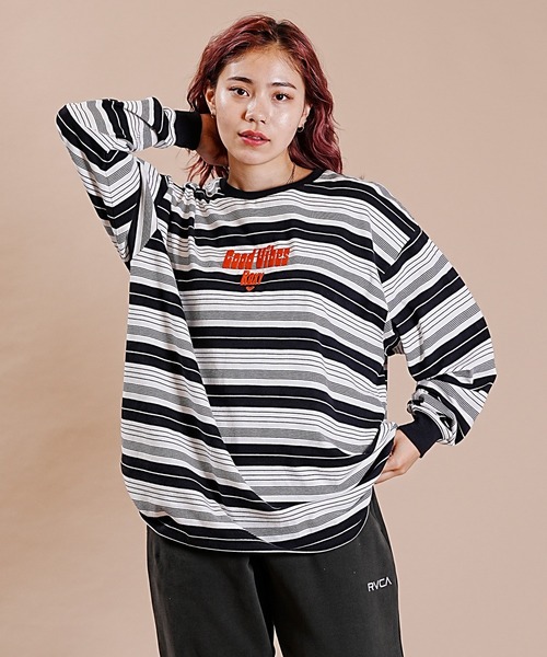ROXY（ロキシー）の「ROXY/ロキシー ロンT/長袖  ルーズシルエット オーバーサイズ RLT234610T（Tシャツ/カットソー・レディース・グレー/チャコールグレー×ブラック/グレー系その他・M/L）」の13枚目の写真