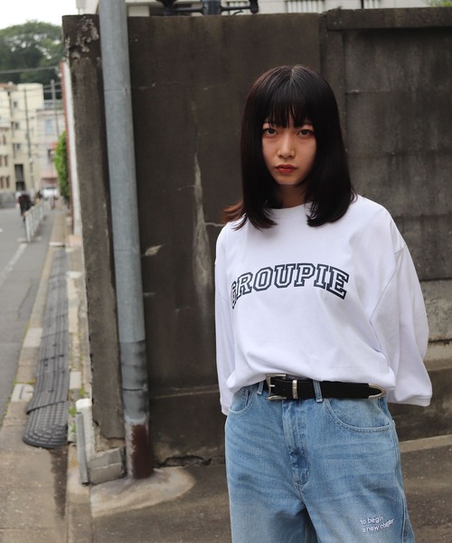 ADAM PATEK(アダムパテック)の「ADAMPATEK / groupie college Logo looose T/ルーズシルエットカレッジロゴビッグTシャツ(AP2314034)(Tシャツ/カットソー・レディース・ブラック/ホワイト/グレー・1/2/3)」の12枚目の写真