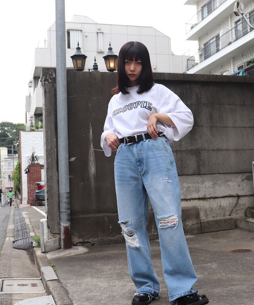 ADAM PATEK(アダムパテック)の「ADAMPATEK / groupie college Logo looose T/ルーズシルエットカレッジロゴビッグTシャツ(AP2314034)(Tシャツ/カットソー・レディース・ブラック/ホワイト/グレー・1/2/3)」の10枚目の写真