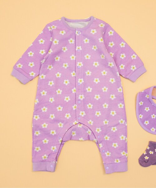 BREEZE（ブリーズ）の「総柄カバーオール マイファーストブリーズ（ロンパース・キッズ・オレンジ/ラベンダー/ミント/マスタード/ブラック/アイボリー/ブラウン/グリーン/グレー/ベージュ/チェック・80/60/70）」の8枚目の写真