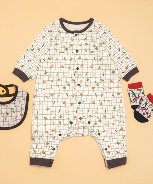 BREEZE（ブリーズ）の「総柄カバーオール マイファーストブリーズ（ロンパース・キッズ・オレンジ/ラベンダー/ミント/マスタード/ブラック/アイボリー/ブラウン/グリーン/グレー/ベージュ/チェック・80/60/70）」の11枚目の写真