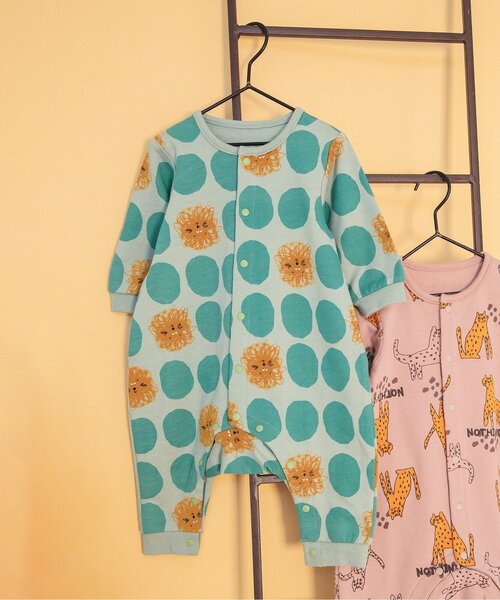 BREEZE（ブリーズ）の「総柄カバーオール マイファーストブリーズ（ロンパース・キッズ・オレンジ/ラベンダー/ミント/マスタード/ブラック/アイボリー/ブラウン/グリーン/グレー/ベージュ/チェック・80/60/70）」の7枚目の写真