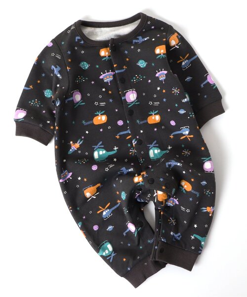 BREEZE（ブリーズ）の「総柄カバーオール マイファーストブリーズ（ロンパース・キッズ・オレンジ/ラベンダー/ミント/マスタード/ブラック/アイボリー/ブラウン/グリーン/グレー/ベージュ/チェック・80/60/70）」の3枚目の写真