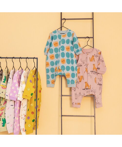 BREEZE（ブリーズ）の「総柄カバーオール マイファーストブリーズ（ロンパース・キッズ・オレンジ/ラベンダー/ミント/マスタード/ブラック/アイボリー/ブラウン/グリーン/グレー/ベージュ/チェック・80/60/70）」の13枚目の写真