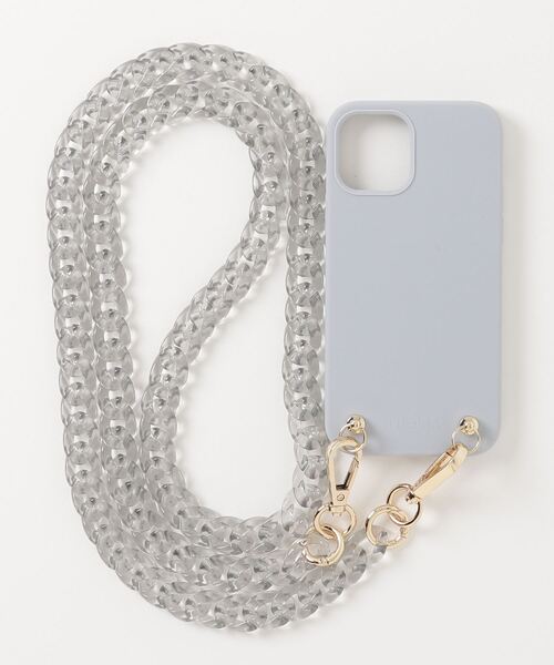 【IPHORIA アイフォリア】Necklace Case for Apple iPhone 12/12 Pro - Soft Touch Grey with clear Chain