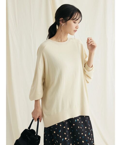 CRAFT STANDARD BOUTIQUE（クラフトスタンダードブティック）の「とてもちクルーネックニットプルオーバー（ニット/セーター・レディース・パープル/ブラック/アイボリー/杢グレー・FREE）」の5枚目の写真