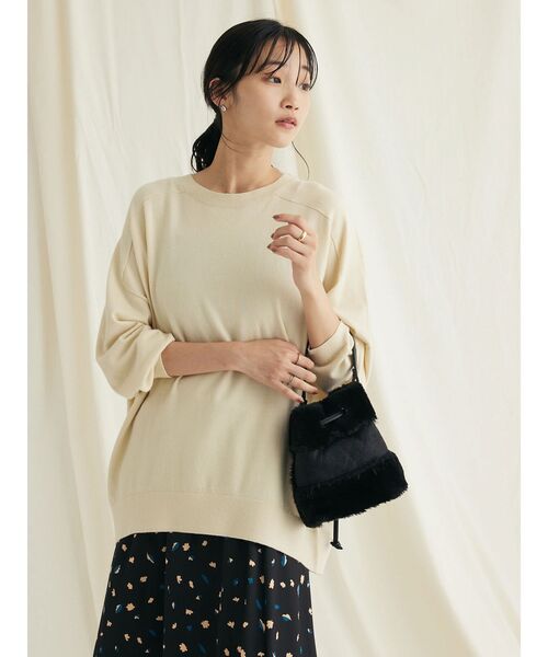 CRAFT STANDARD BOUTIQUE（クラフトスタンダードブティック）の「とてもちクルーネックニットプルオーバー（ニット/セーター・レディース・パープル/ブラック/アイボリー/杢グレー・FREE）」の6枚目の写真