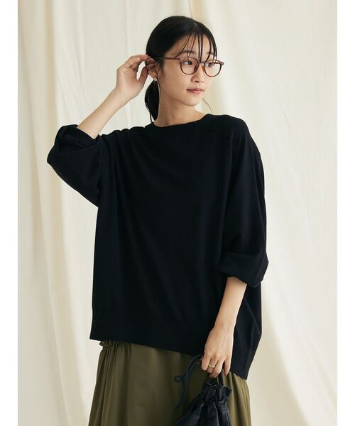 CRAFT STANDARD BOUTIQUE（クラフトスタンダードブティック）の「とてもちクルーネックニットプルオーバー（ニット/セーター・レディース・パープル/ブラック/アイボリー/杢グレー・FREE）」の13枚目の写真