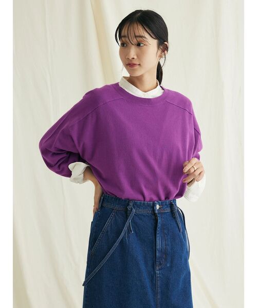 CRAFT STANDARD BOUTIQUE（クラフトスタンダードブティック）の「とてもちクルーネックニットプルオーバー（ニット/セーター・レディース・パープル/ブラック/アイボリー/杢グレー・FREE）」の20枚目の写真