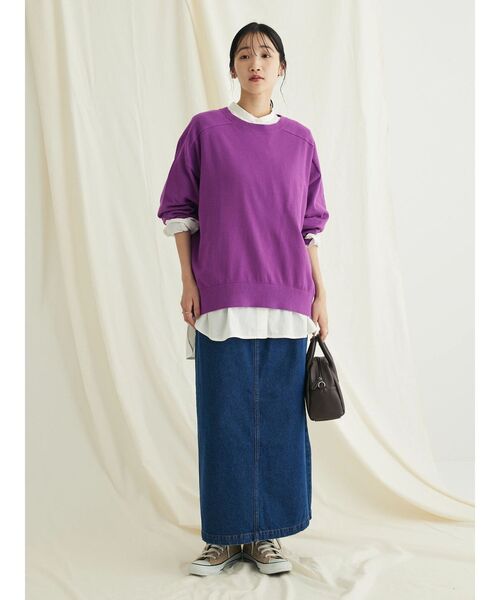 CRAFT STANDARD BOUTIQUE（クラフトスタンダードブティック）の「とてもちクルーネックニットプルオーバー（ニット/セーター・レディース・パープル/ブラック/アイボリー/杢グレー・FREE）」の21枚目の写真