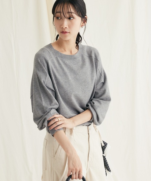 CRAFT STANDARD BOUTIQUE（クラフトスタンダードブティック）の「とてもちクルーネックニットプルオーバー（ニット/セーター・レディース・パープル/ブラック/アイボリー/杢グレー・FREE）」の4枚目の写真