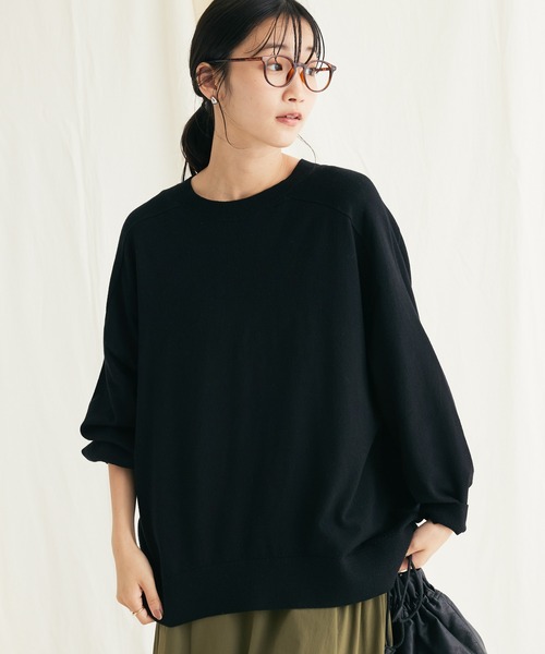 CRAFT STANDARD BOUTIQUE（クラフトスタンダードブティック）の「とてもちクルーネックニットプルオーバー（ニット/セーター・レディース・パープル/ブラック/アイボリー/杢グレー・FREE）」の3枚目の写真