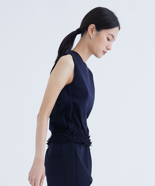 THE PERMANENT EYE(ザパーマネントアイ)の「【TELMA/テルマ】ShiboriNoSleeveTops/シボリノースリーブトップス/ミラノリブニットトップ/ノースリーブニット(ニット/セーター・レディース・ネイビー・36)」の4枚目の写真